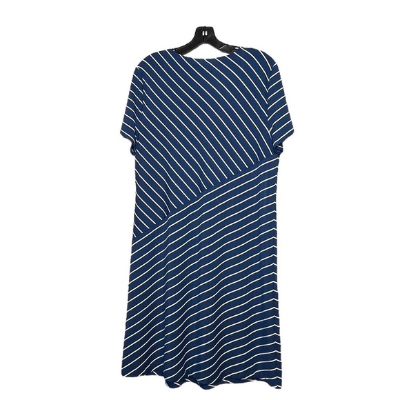 Chico's Spliced Striped A Line Blue Short Sleeve Dress New Size 12-14 - Picture 2 of 15